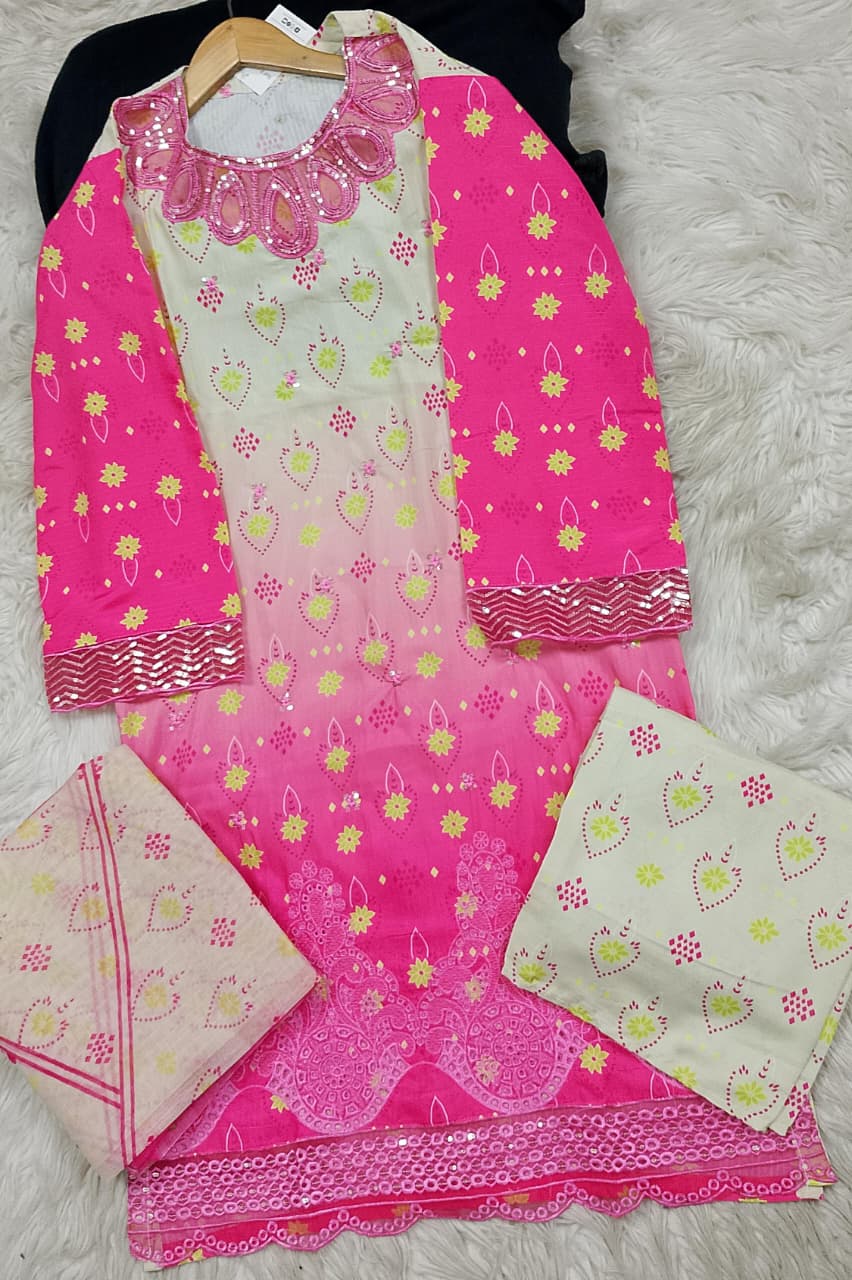 3 PIECE - EMBROIDERED LAWN SUIT