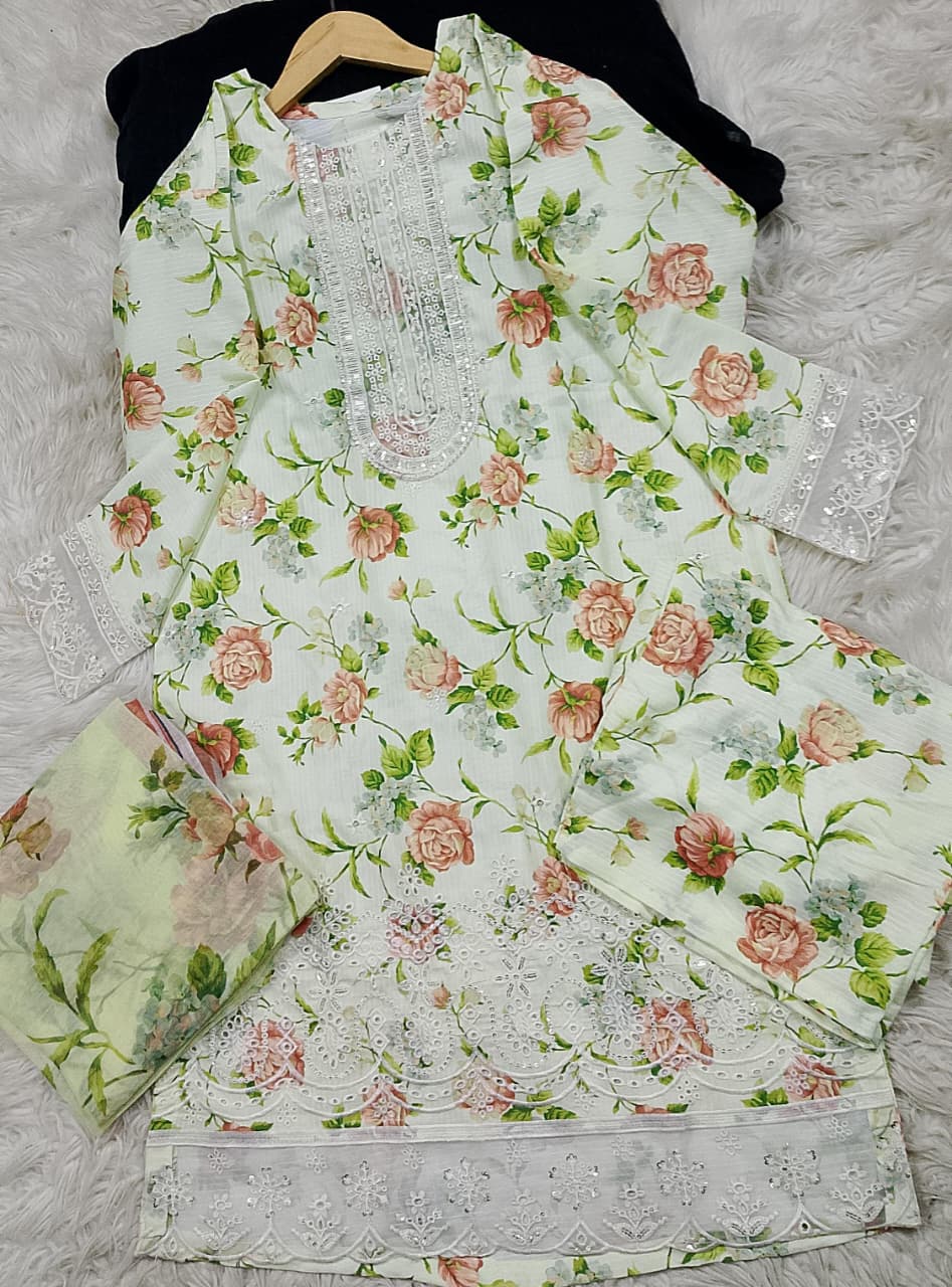 3 PIECE - EMBROIDERED LAWN SUIT