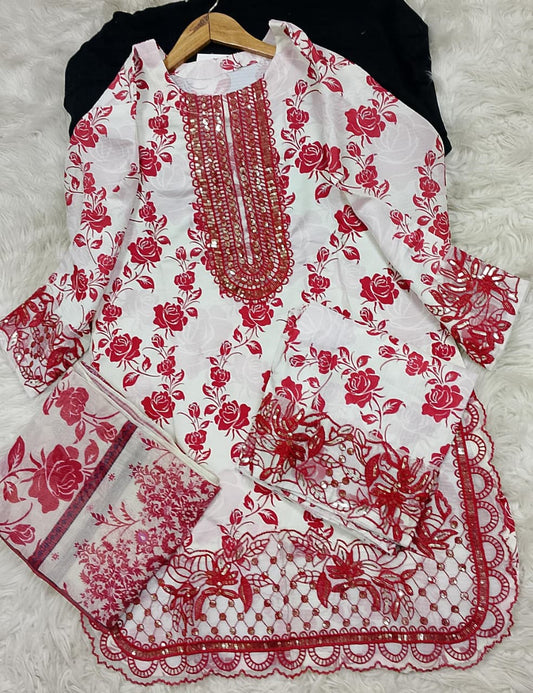 3 PIECE - EMBROIDERED LAWN SUIT