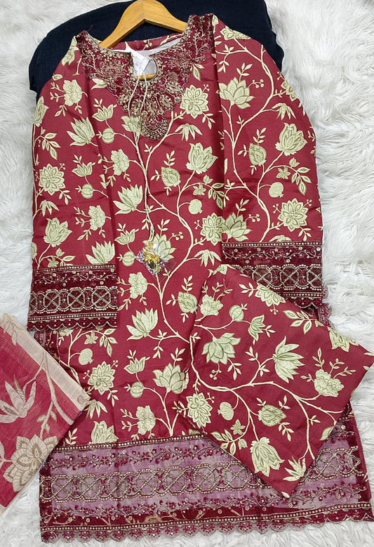 3 PIECE - EMBROIDERED LAWN SUIT
