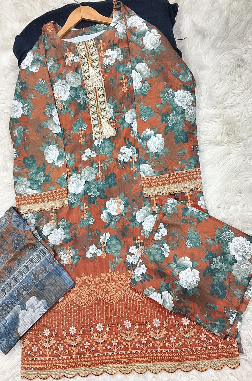 3 PIECE - EMBROIDERED LAWN SUIT
