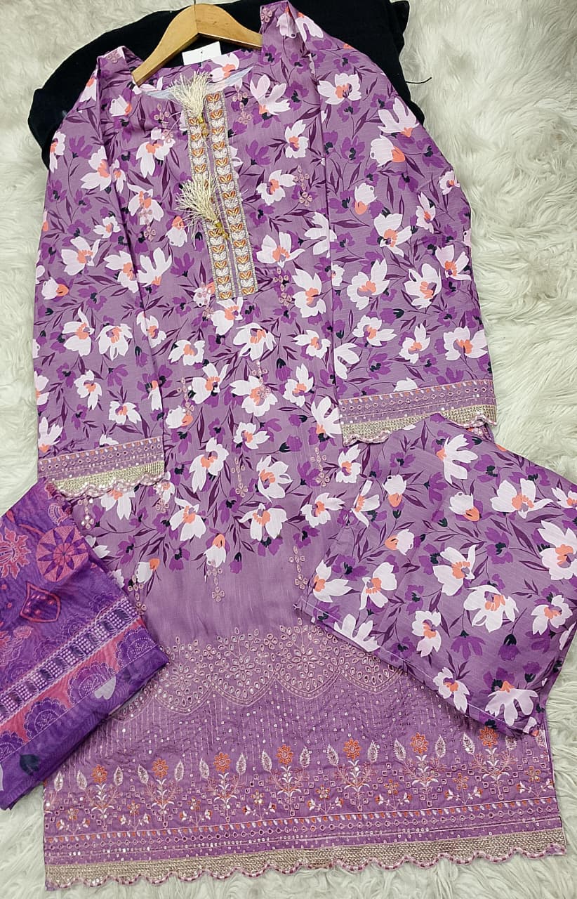 3 PIECE - EMBROIDERED LAWN SUIT