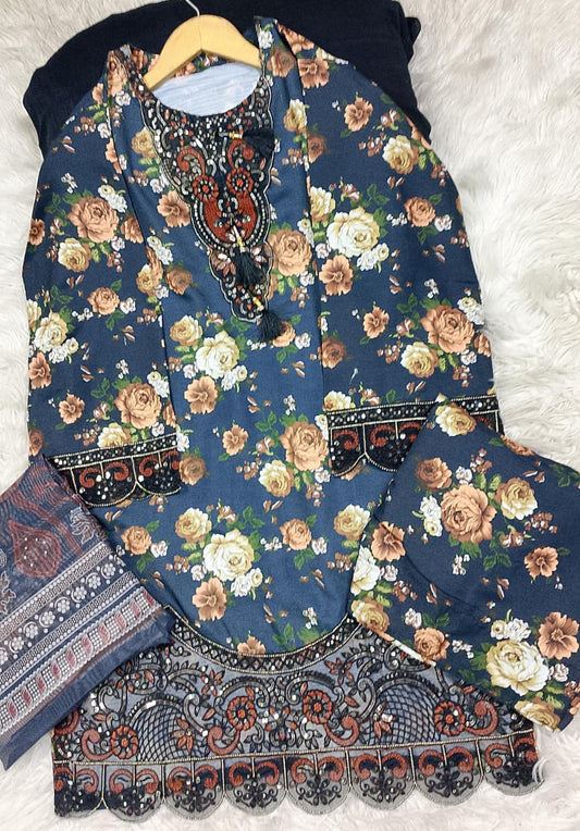 3 PIECE - EMBROIDERED LAWN SUIT