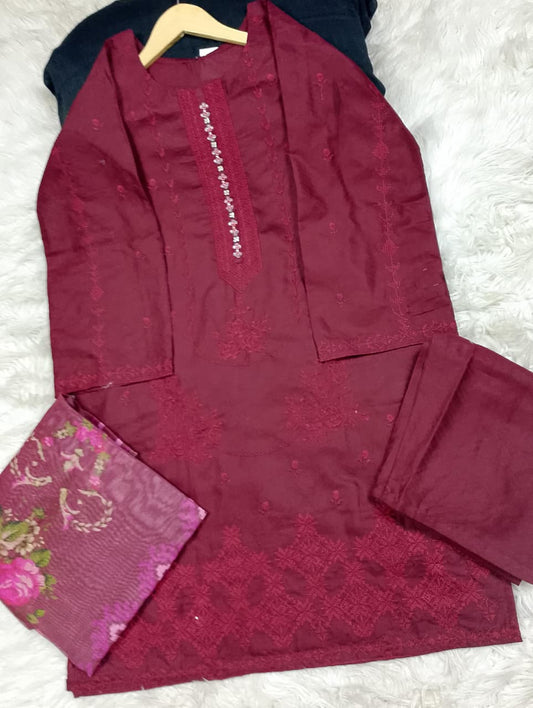 3 PIECE - EMBROIDERED LAWN SUIT