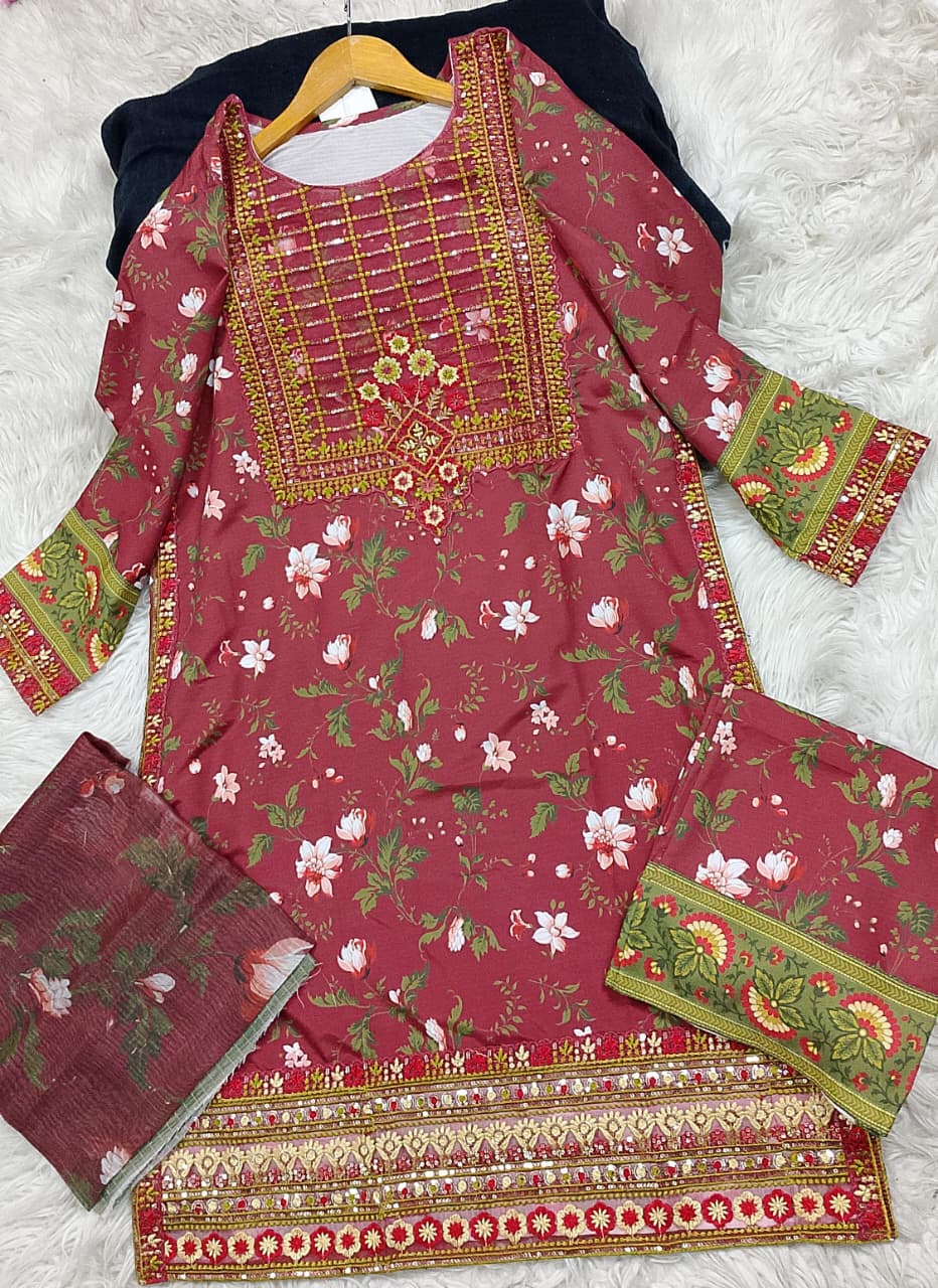 3 PIECE - EMBROIDERED LAWN SUIT