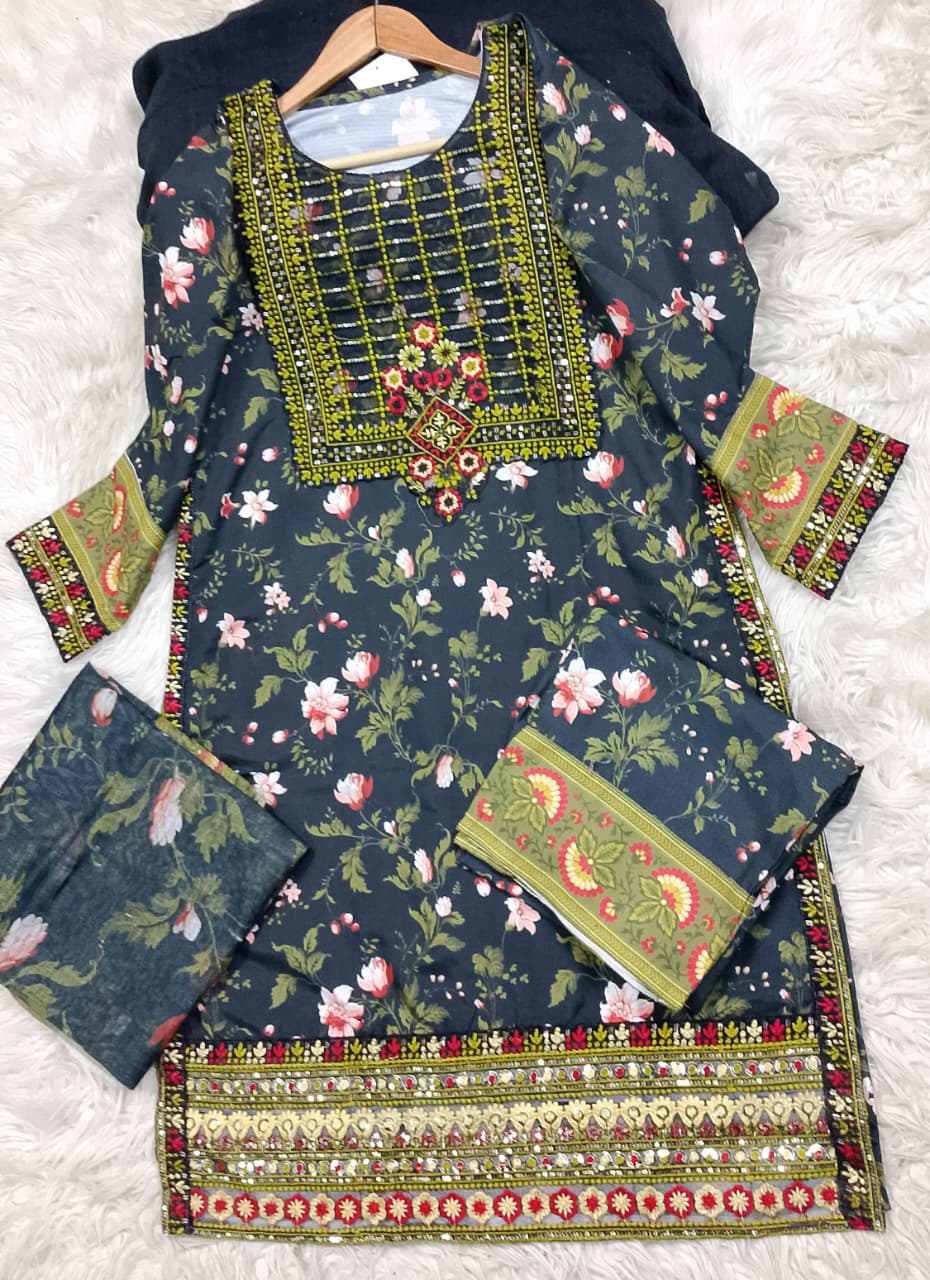 3 PIECE - EMBROIDERED LAWN SUIT