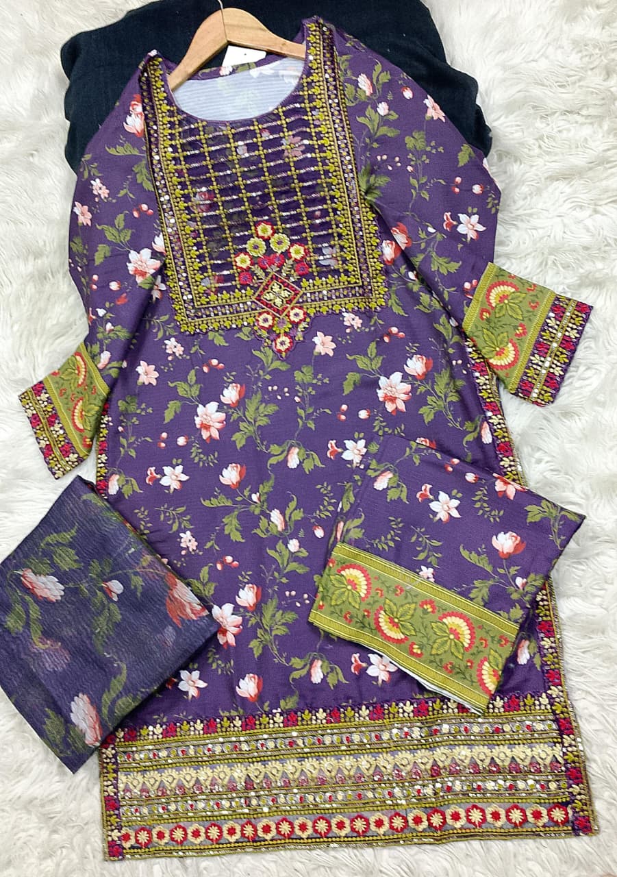 3 PIECE - EMBROIDERED LAWN SUIT