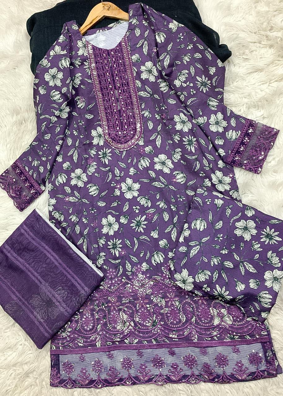 3 PIECE - EMBROIDERED LAWN SUIT
