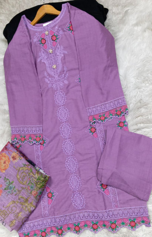 3 PIECE - EMBROIDERED LAWN SUIT