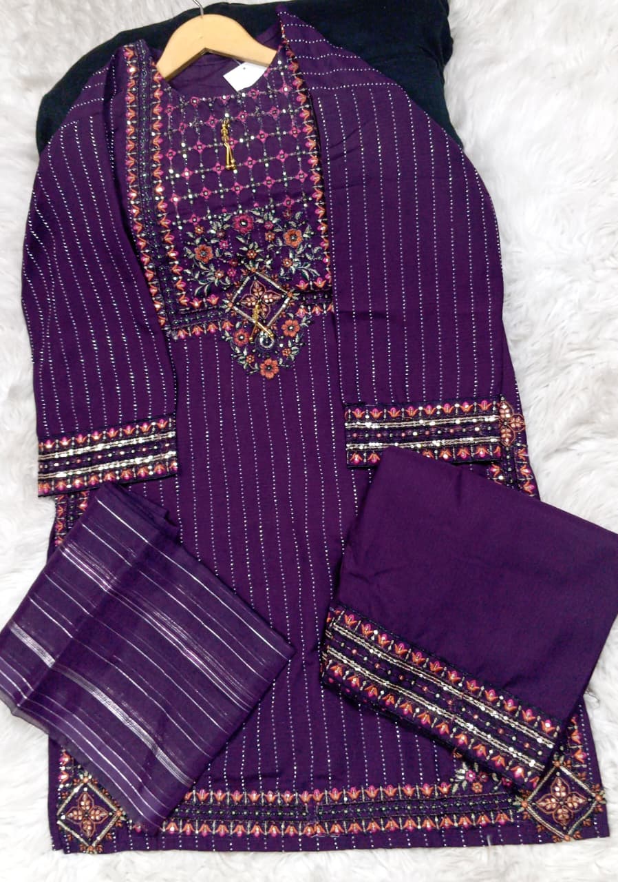 3 PIECE - EMBROIDERED LAWN SUIT