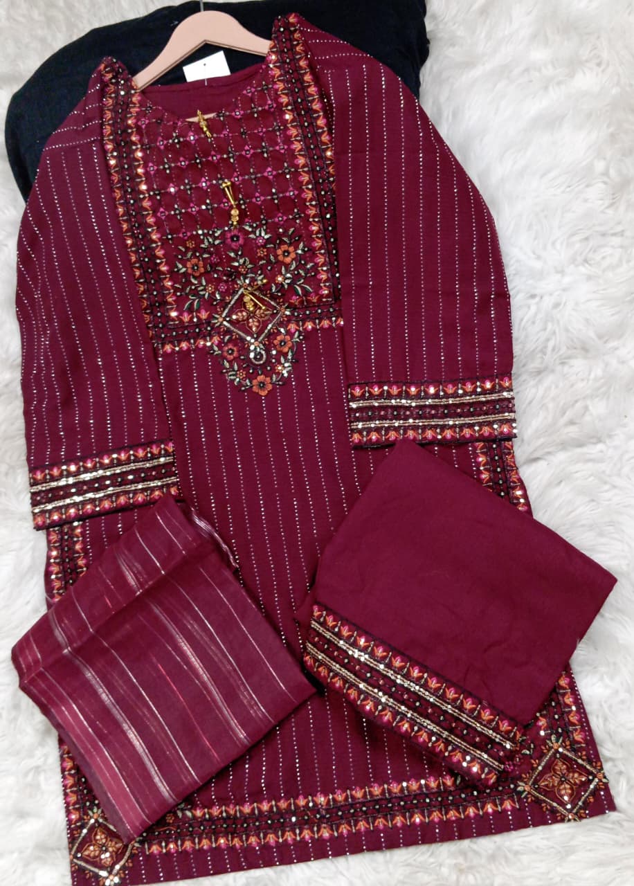 3 PIECE - EMBROIDERED LAWN SUIT