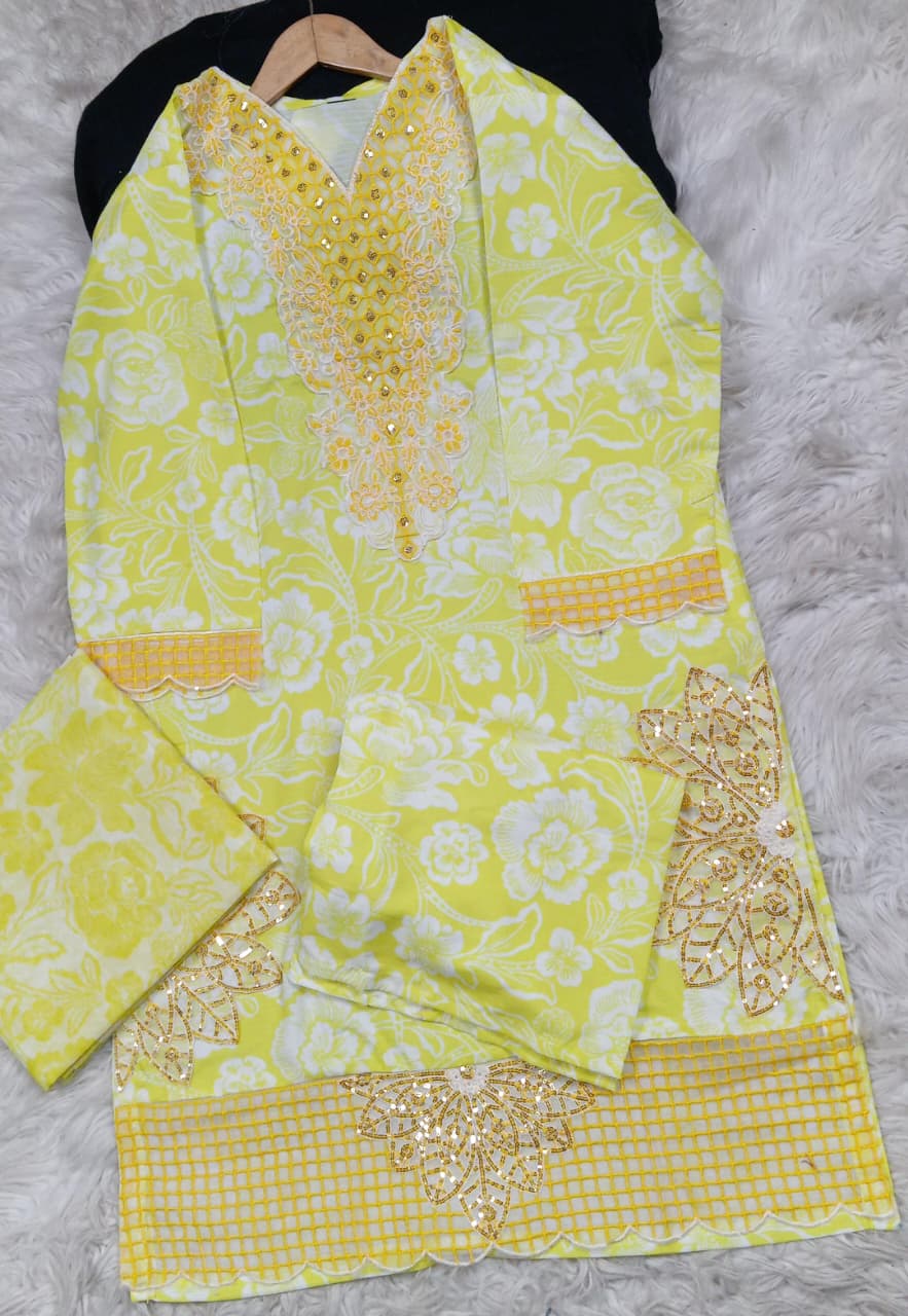 3 PIECE - EMBROIDERED LAWN SUIT