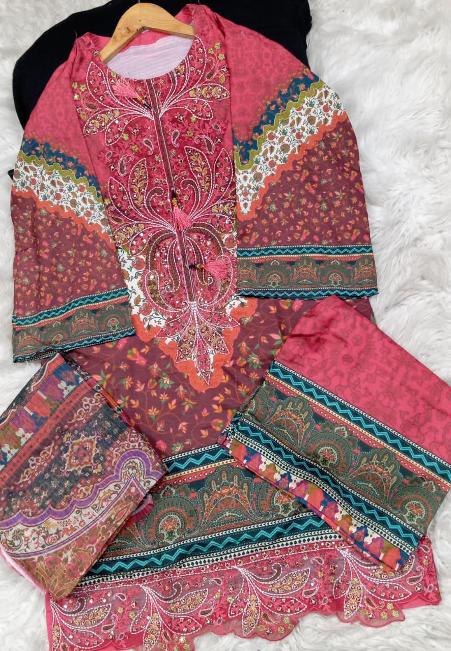 3 PIECE - EMBROIDERED LAWN SUIT