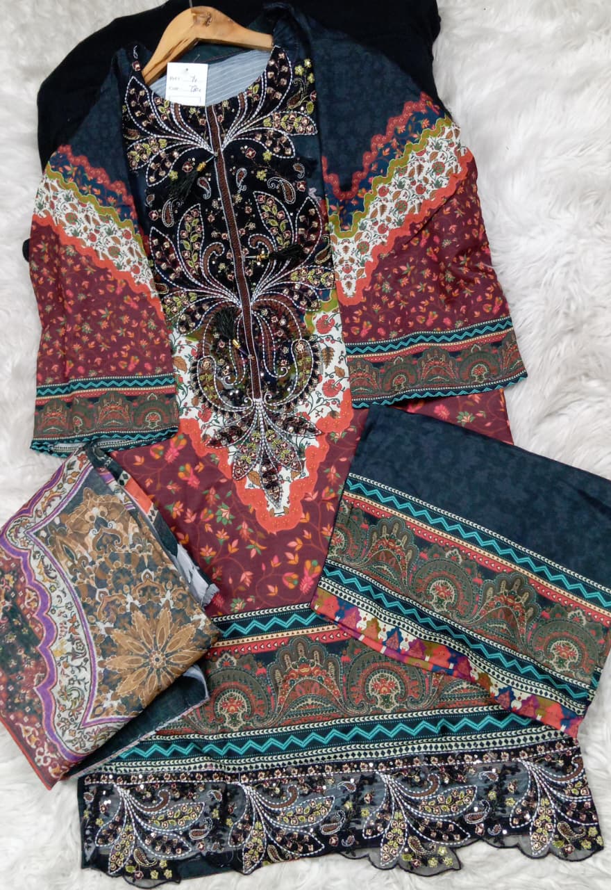 3 PIECE - EMBROIDERED LAWN SUIT