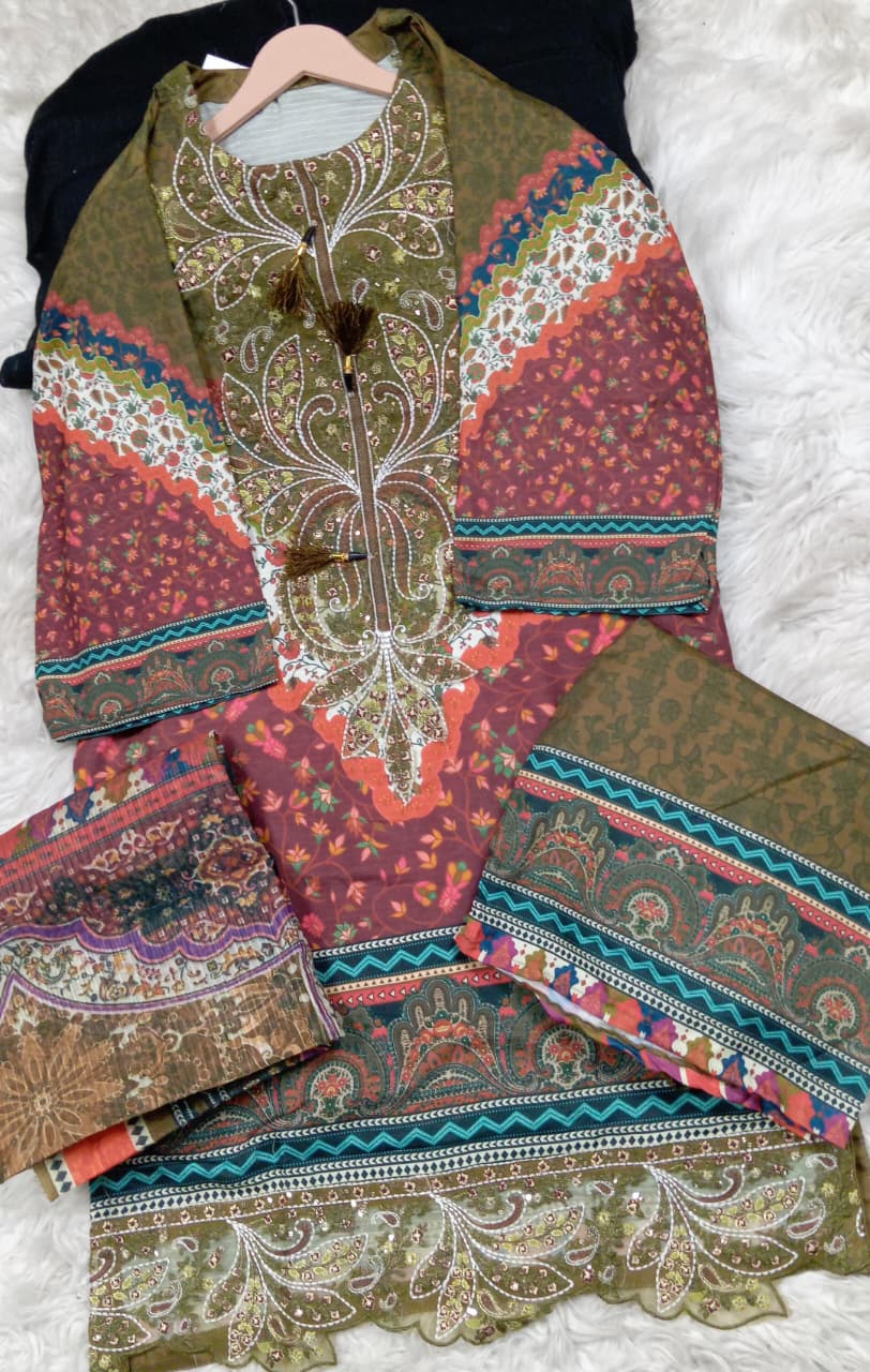 3 PIECE - EMBROIDERED LAWN SUIT