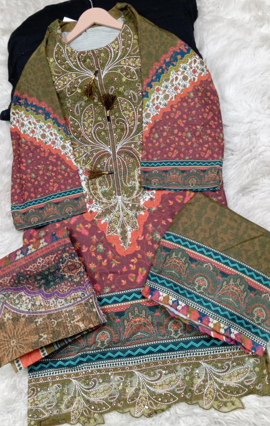 3 PIECE - EMBROIDERED LAWN SUIT