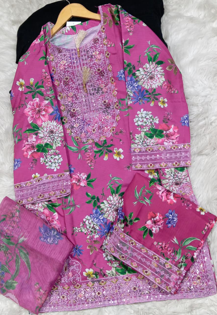 3 PIECE - EMBROIDERED LAWN SUIT