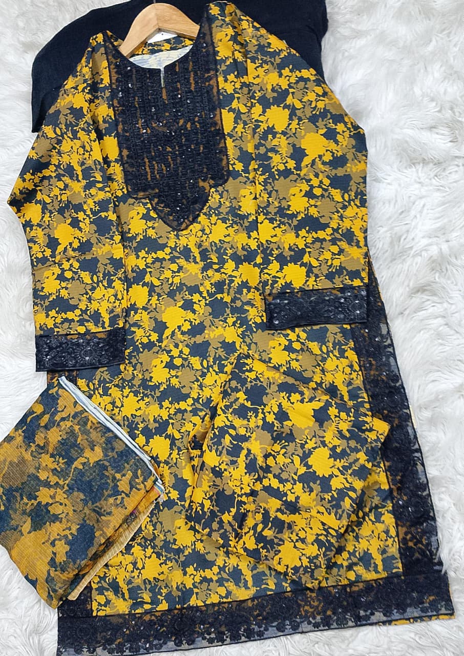 3 PIECE - EMBROIDERED LAWN SUIT