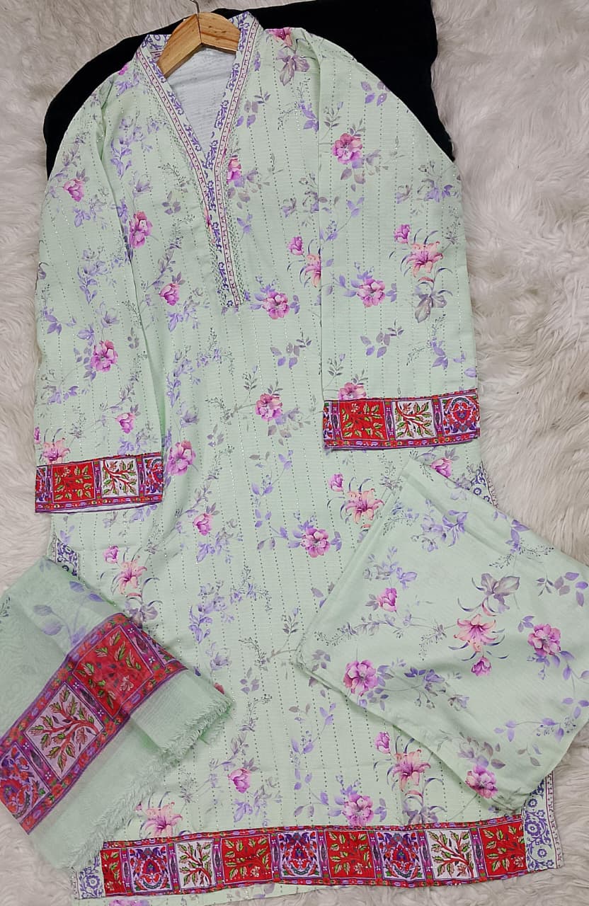 3 PIECE - EMBROIDERED LAWN SUIT