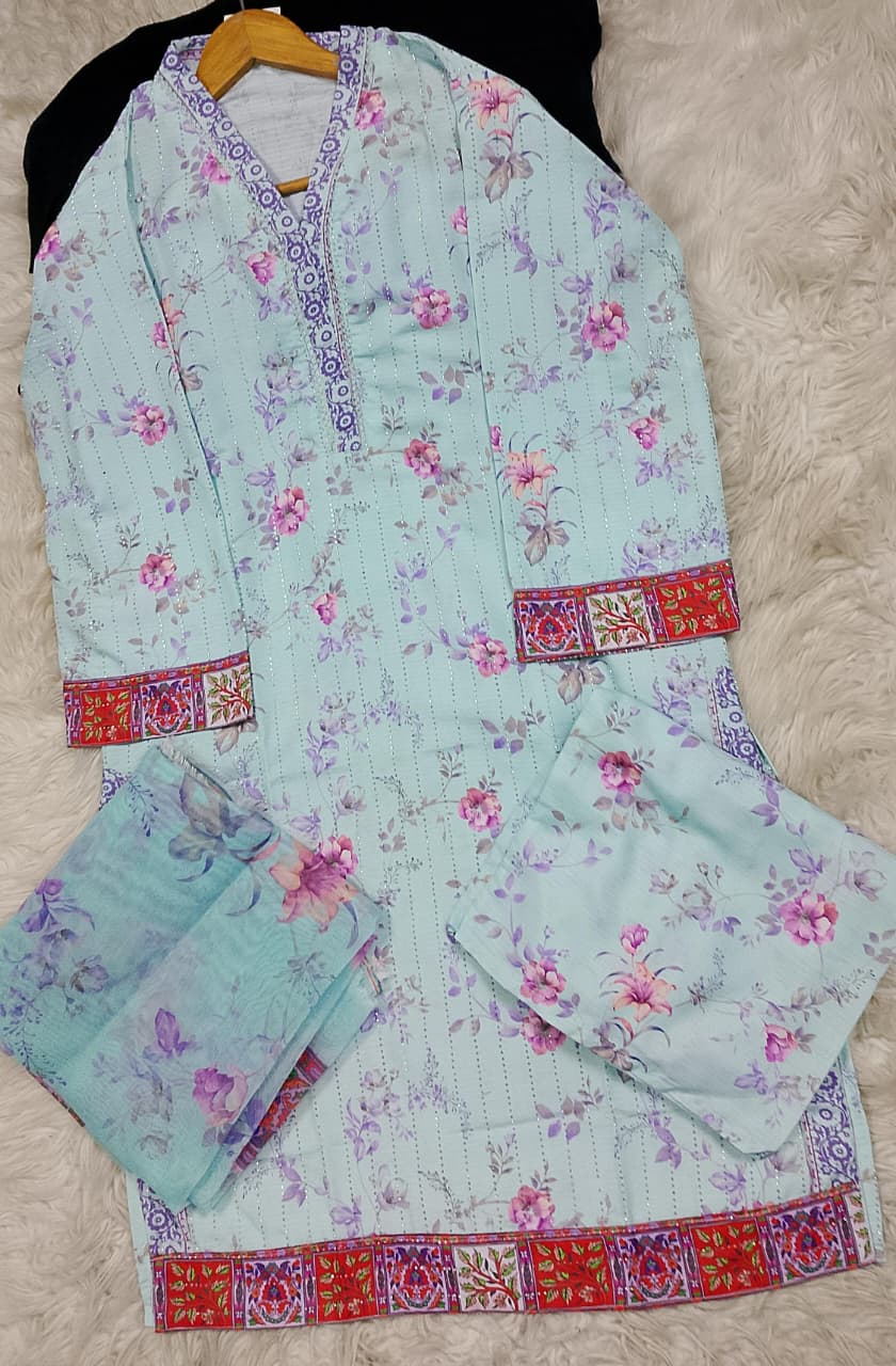 3 PIECE - EMBROIDERED LAWN SUIT