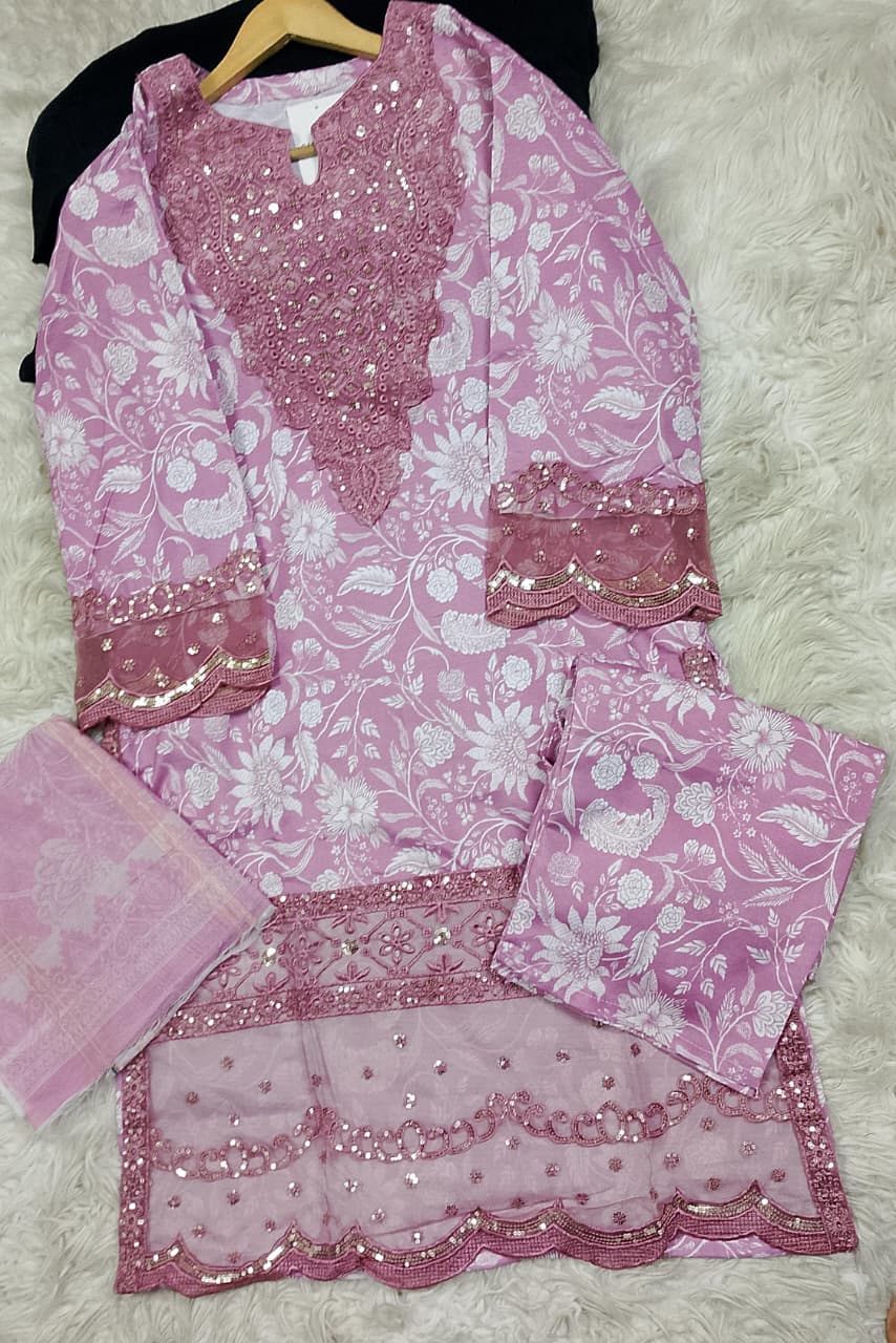 3 PIECE - EMBROIDERED LAWN SUIT