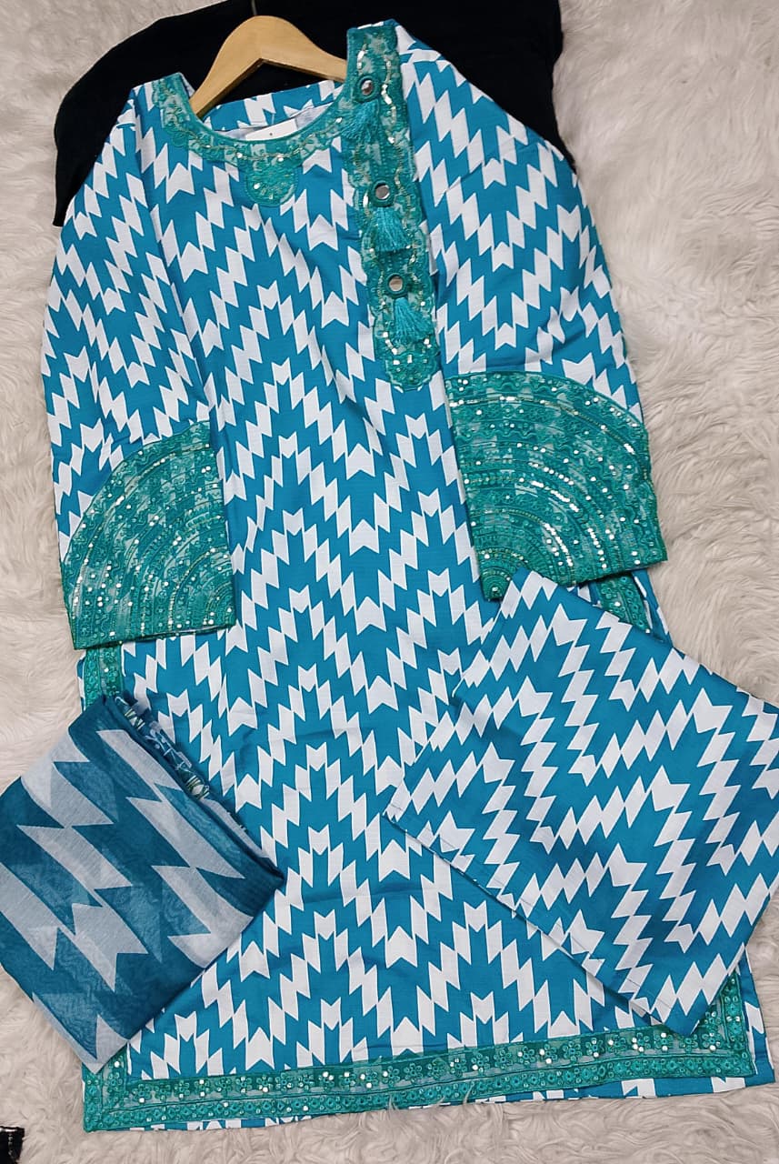 3 PIECE - EMBROIDERED LAWN SUIT