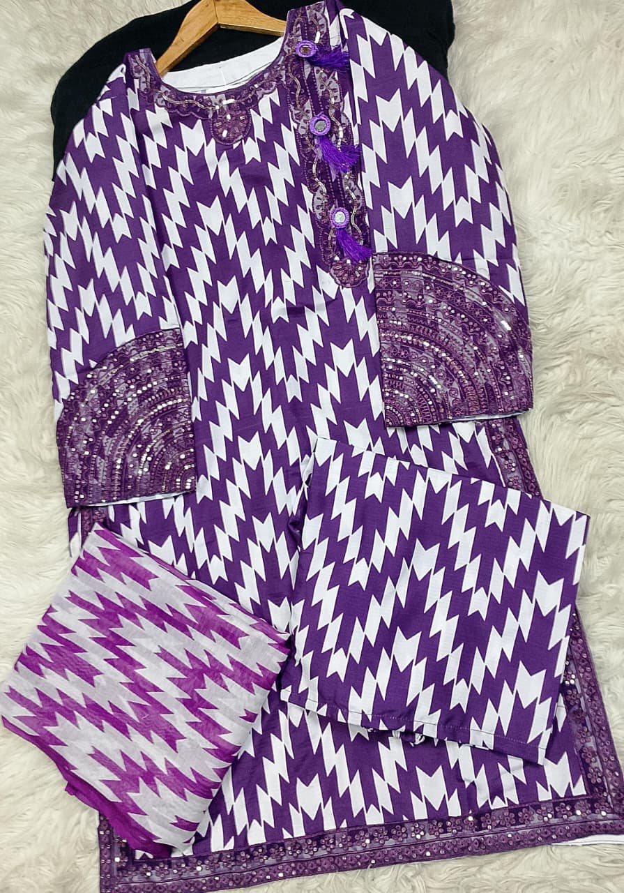 3 PIECE - EMBROIDERED LAWN SUIT