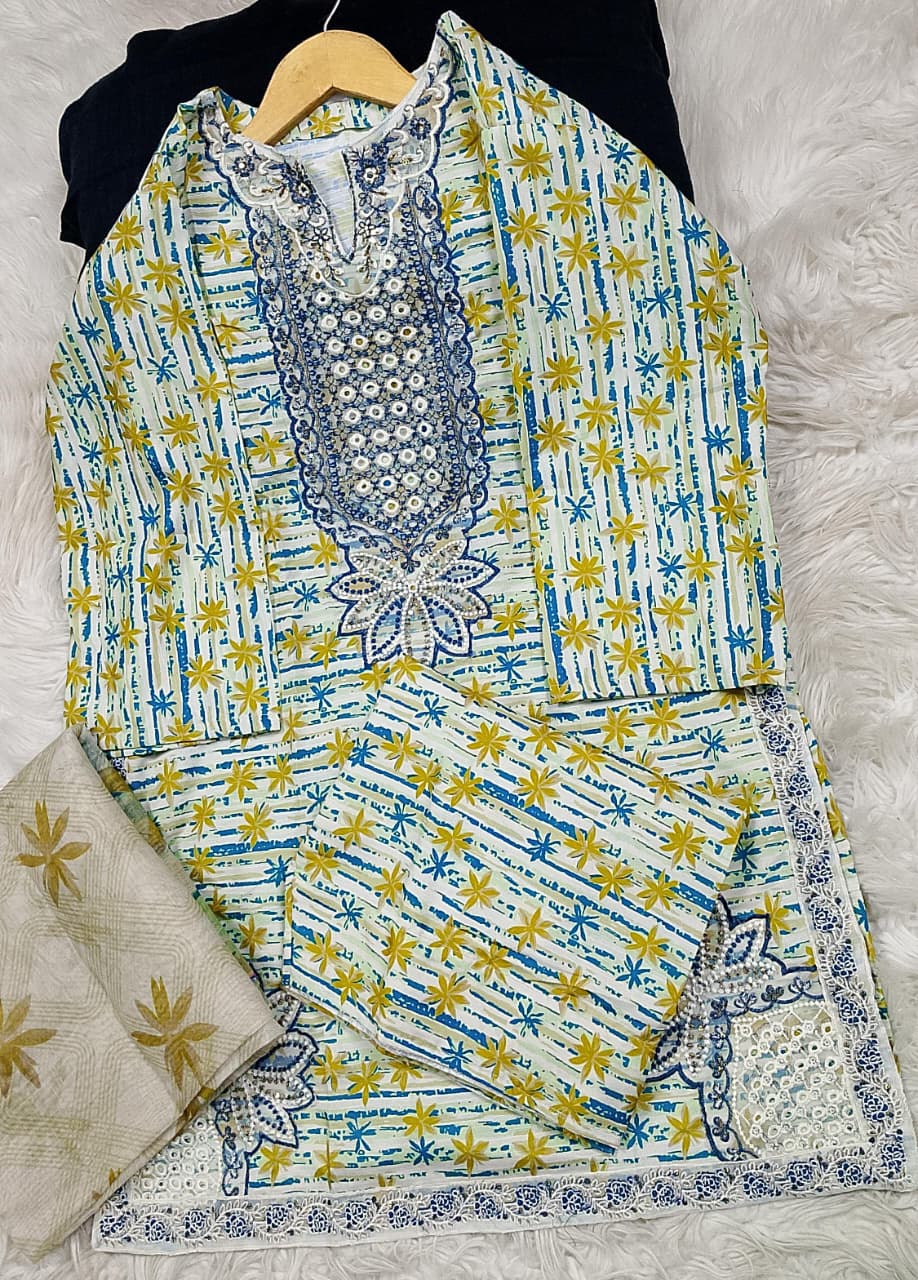 3 PIECE - EMBROIDERED LAWN SUIT