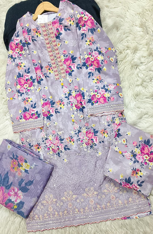 3 PIECE - EMBROIDERED LAWN SUIT