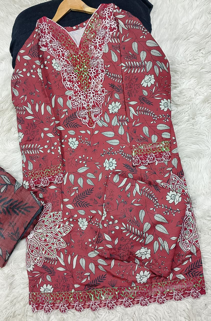 3 PIECE - EMBROIDERED LAWN SUIT