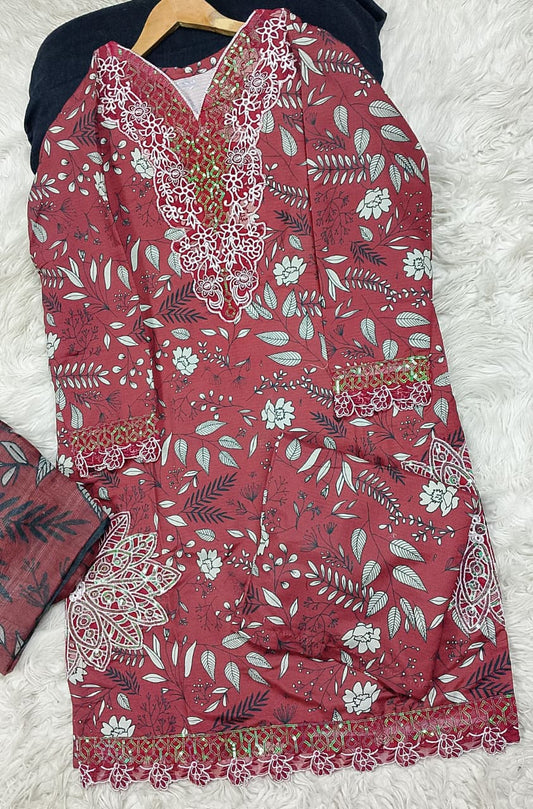 3 PIECE - EMBROIDERED LAWN SUIT