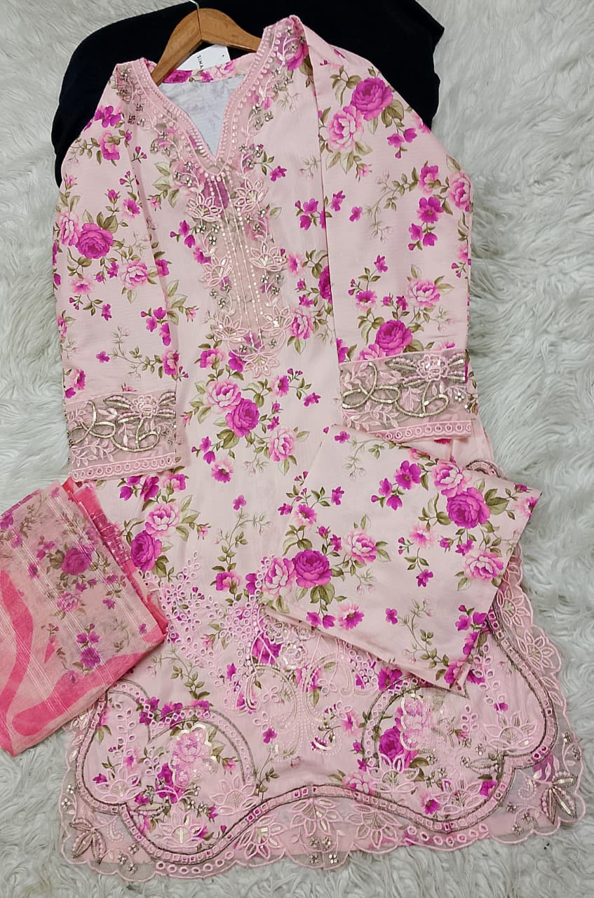 3 PIECE - EMBROIDERED LAWN SUIT