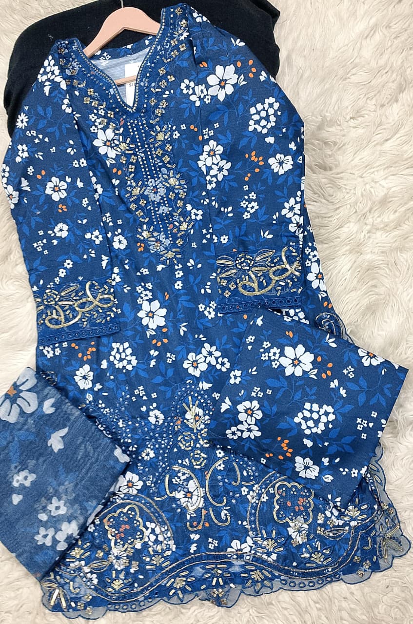 3 PIECE - EMBROIDERED LAWN SUIT