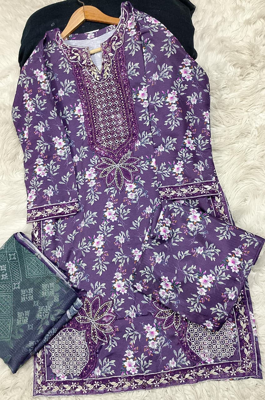 3 PIECE - EMBROIDERED LAWN SUIT