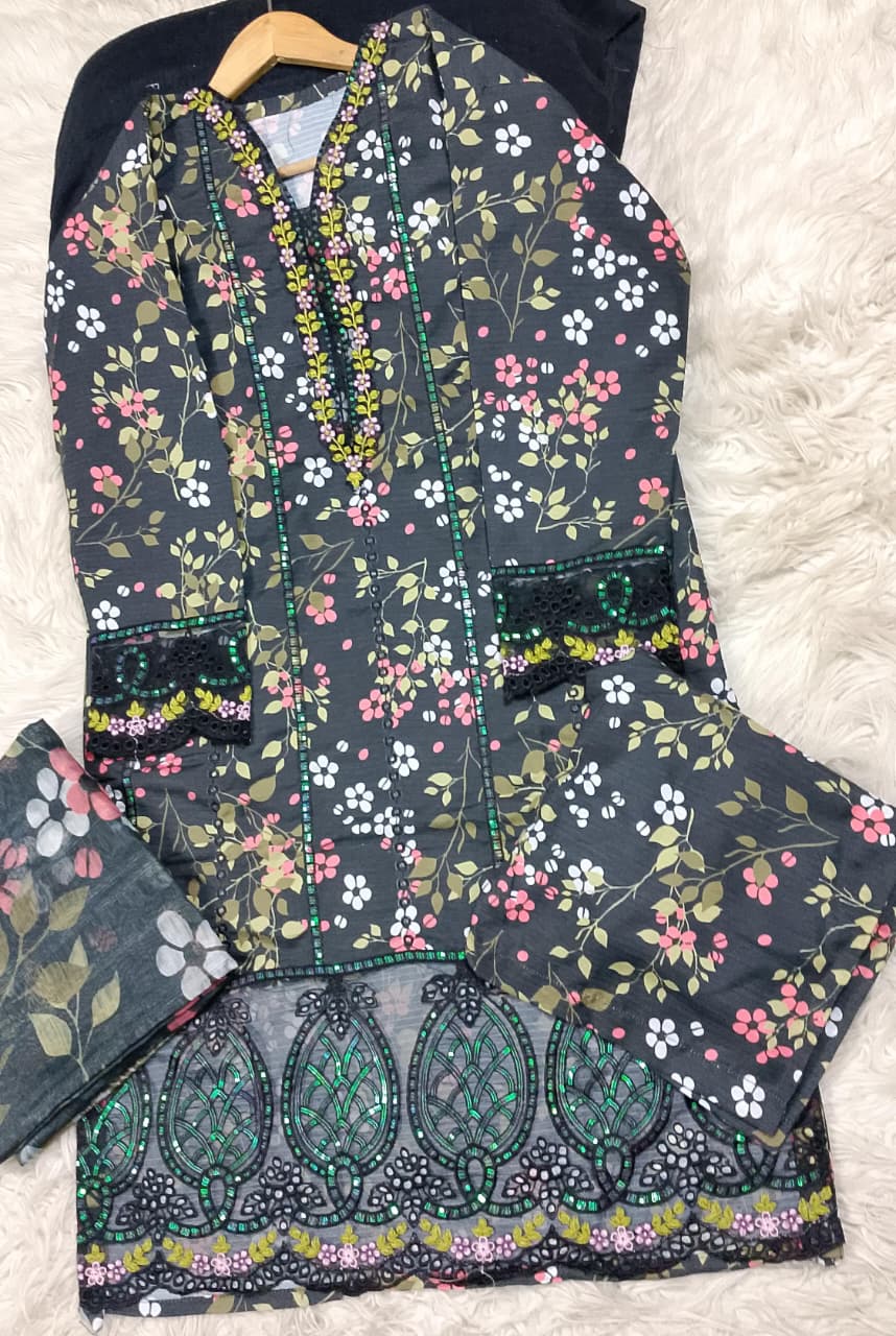 3 PIECE - EMBROIDERED LAWN SUIT