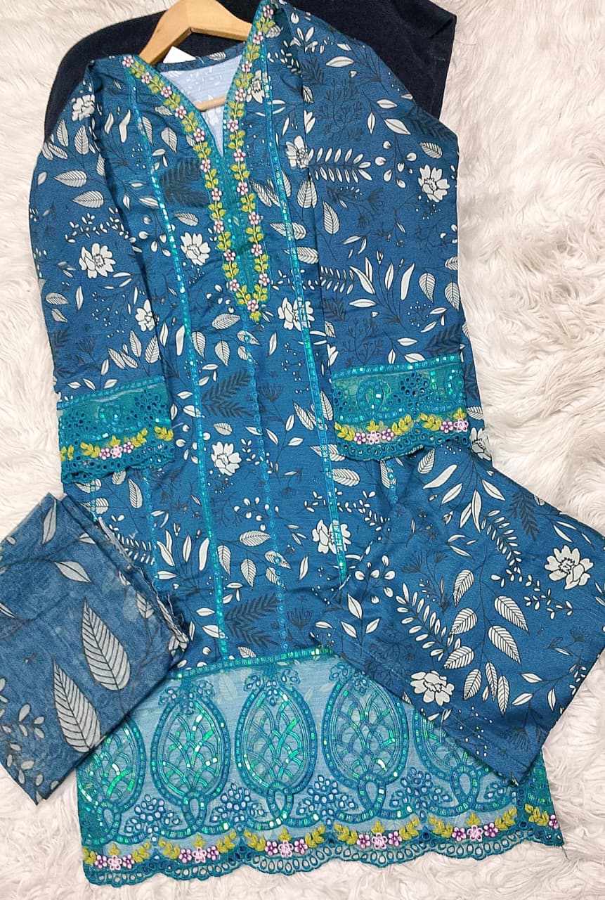 3 PIECE - EMBROIDERED LAWN SUIT