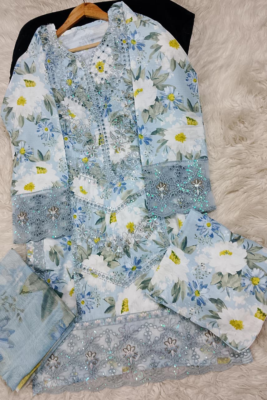 3 PIECE - EMBROIDERED LAWN SUIT