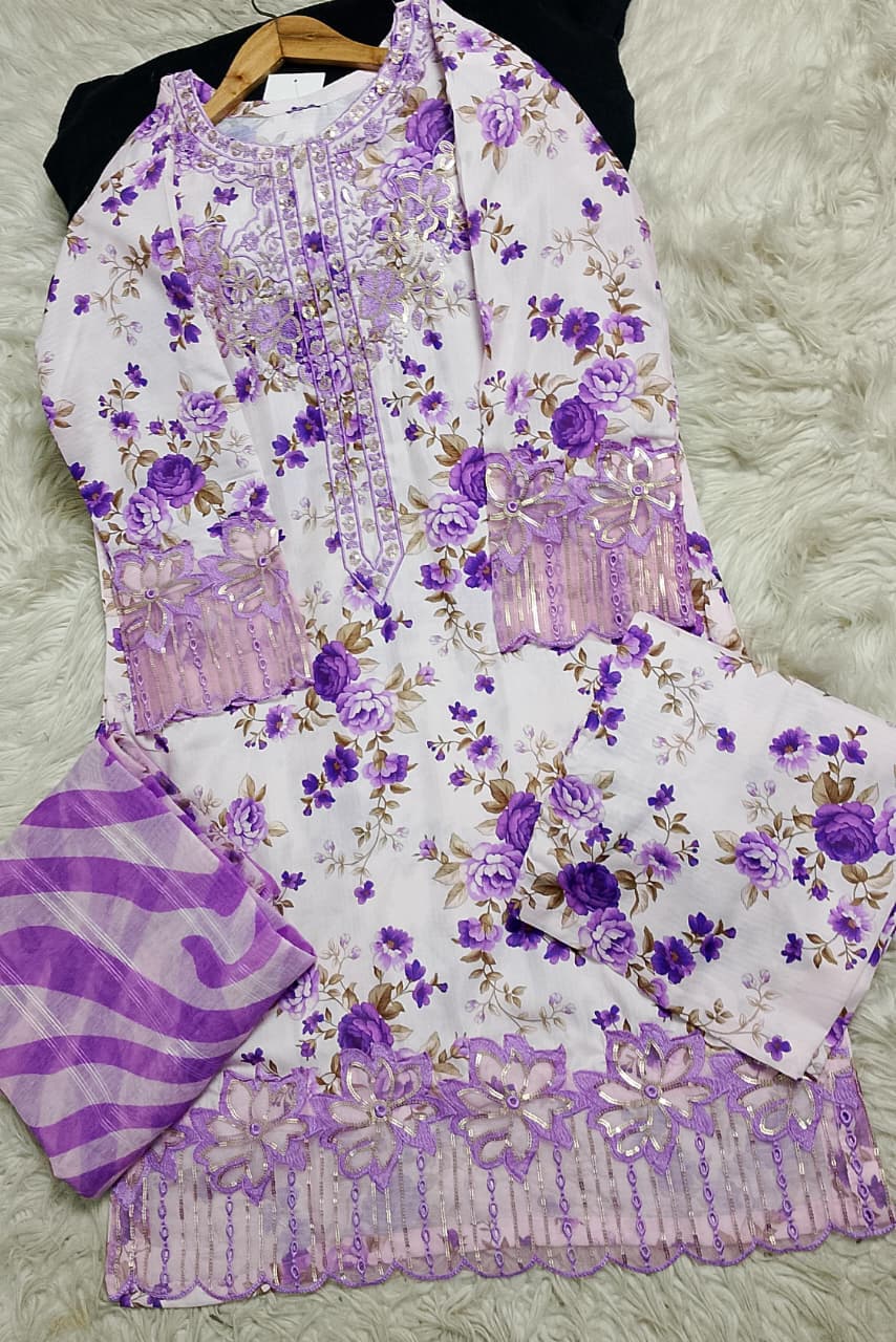 3 PIECE - EMBROIDERED LAWN SUIT