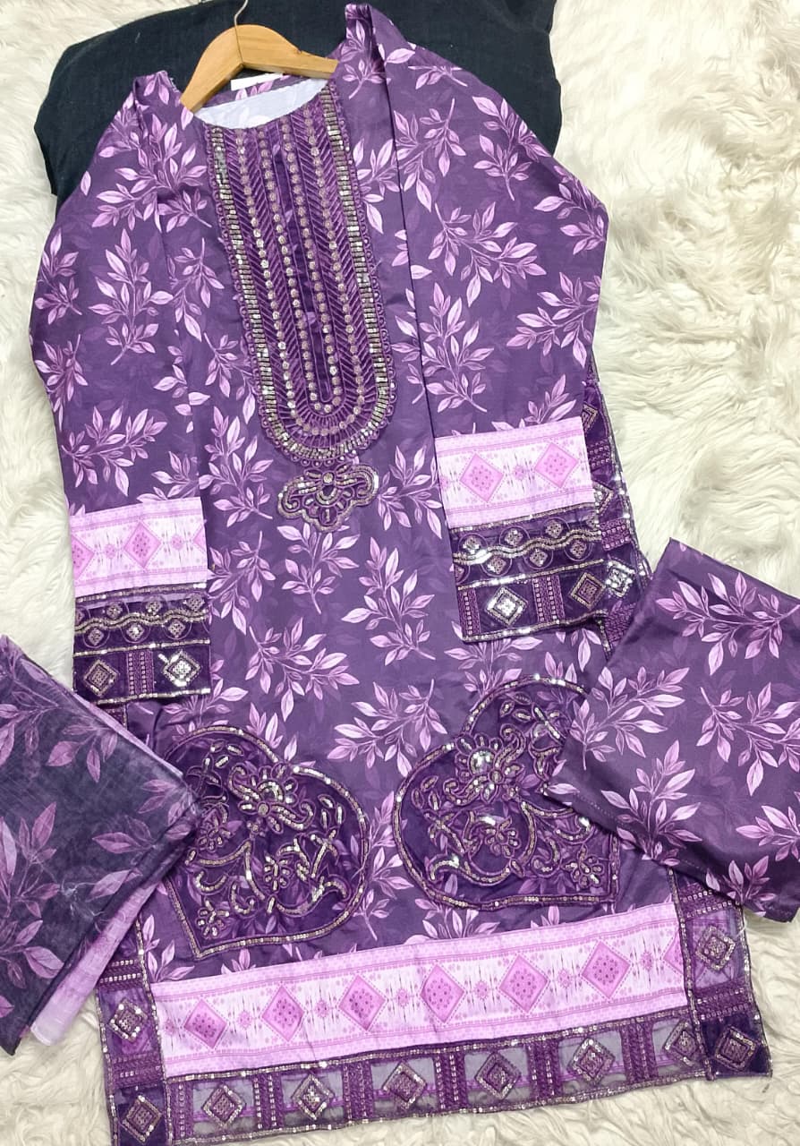 3 PIECE - EMBROIDERED LAWN SUIT