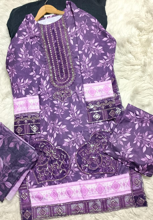 3 PIECE - EMBROIDERED LAWN SUIT