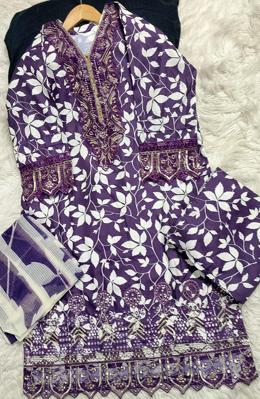 3 PIECE - EMBROIDERED LAWN SUIT