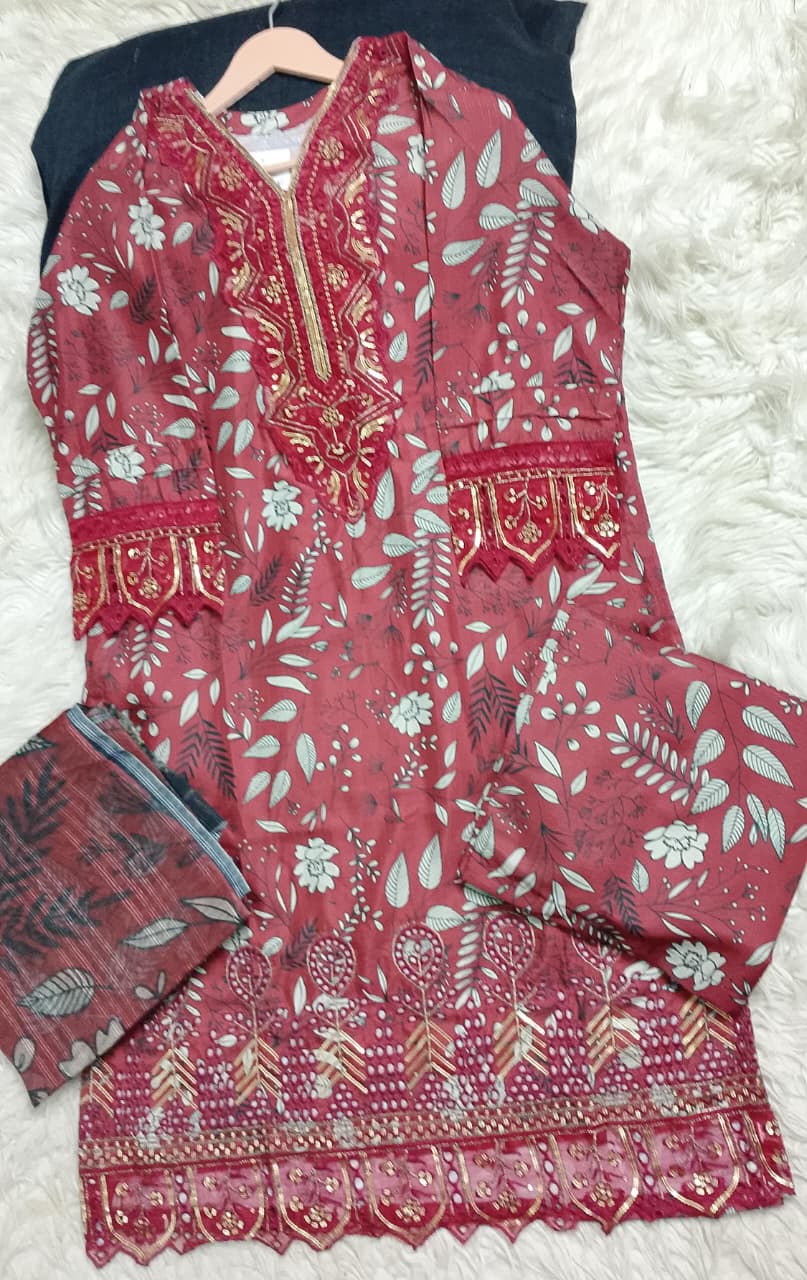 3 PIECE - EMBROIDERED LAWN SUIT
