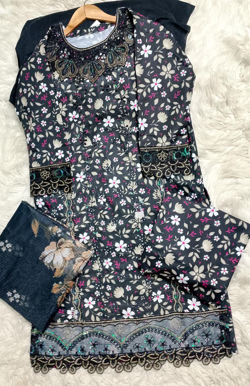 3 PIECE - EMBROIDERED LAWN SUIT