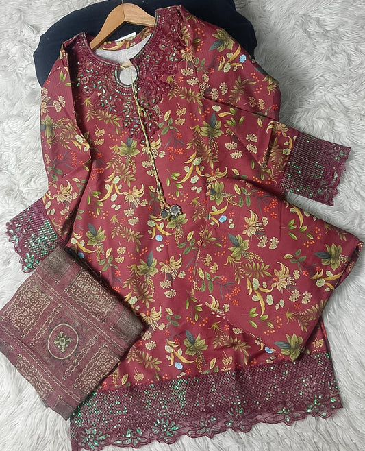 3 PIECE - EMBROIDERED LAWN SUIT