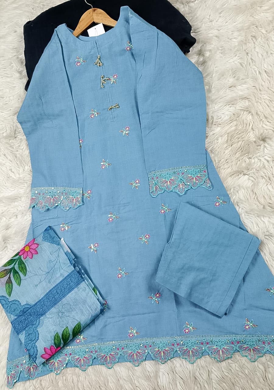 3 PIECE - EMBROIDERED LAWN SUIT