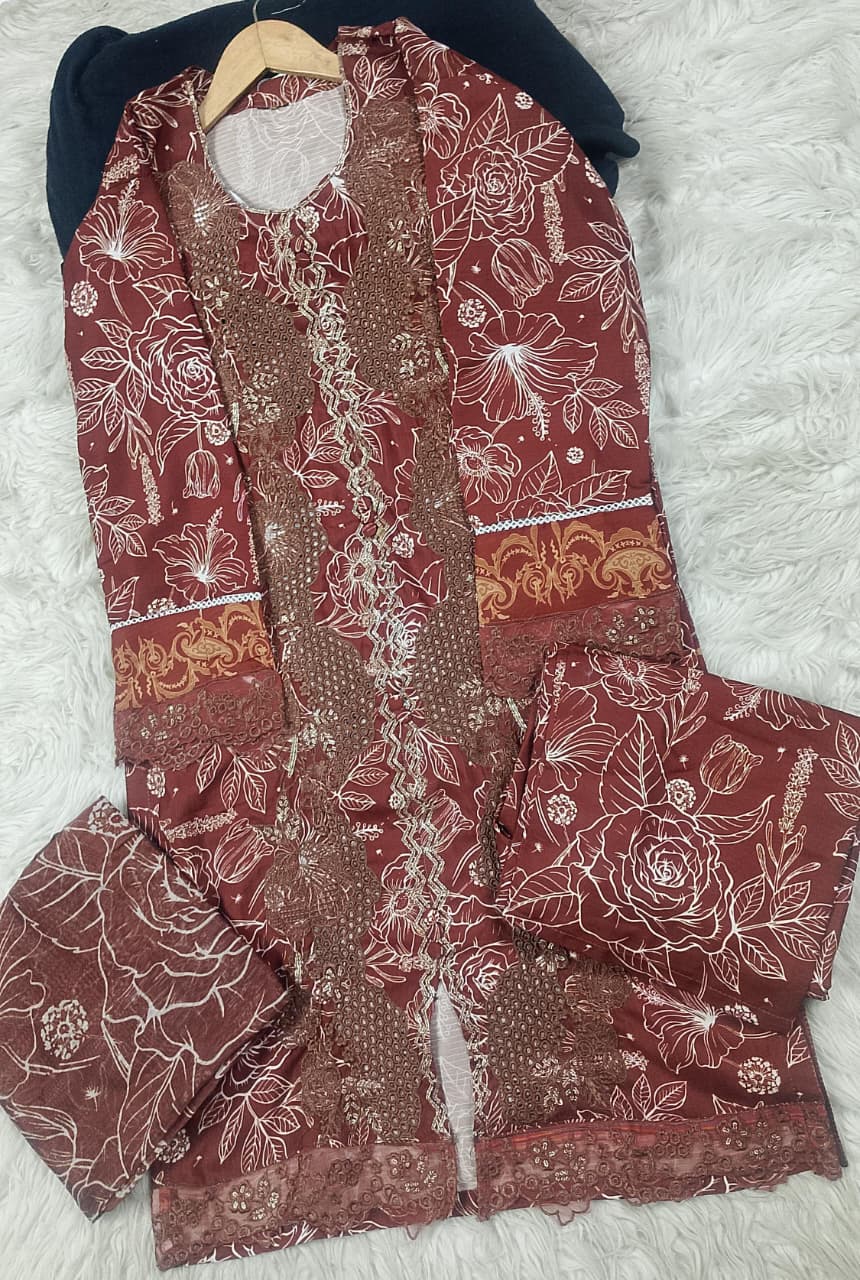 3 PIECE - EMBROIDERED LAWN SUIT