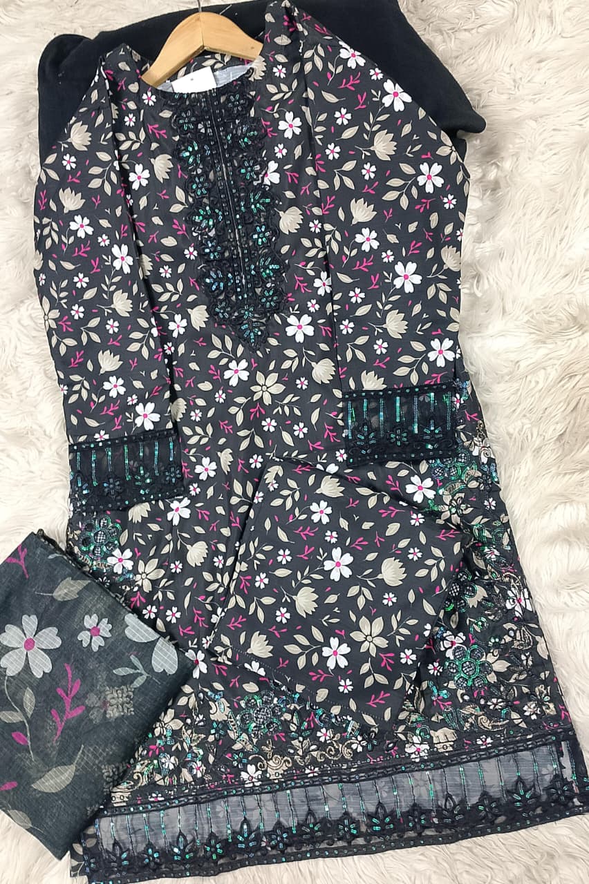 3 PIECE - EMBROIDERED LAWN SUIT