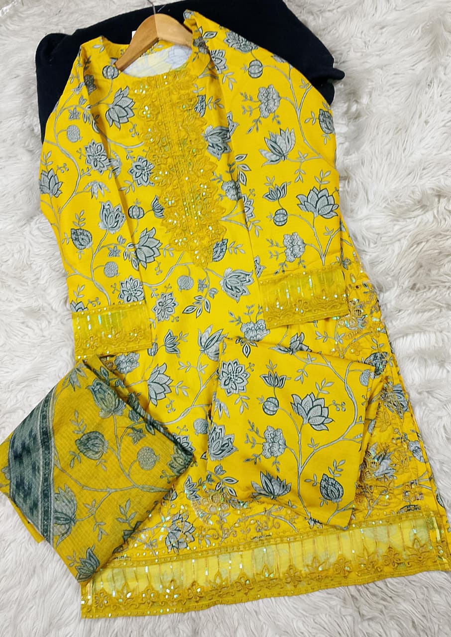 3 PIECE - EMBROIDERED LAWN SUIT