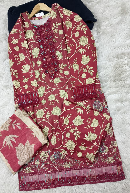 3 PIECE - EMBROIDERED LAWN SUIT