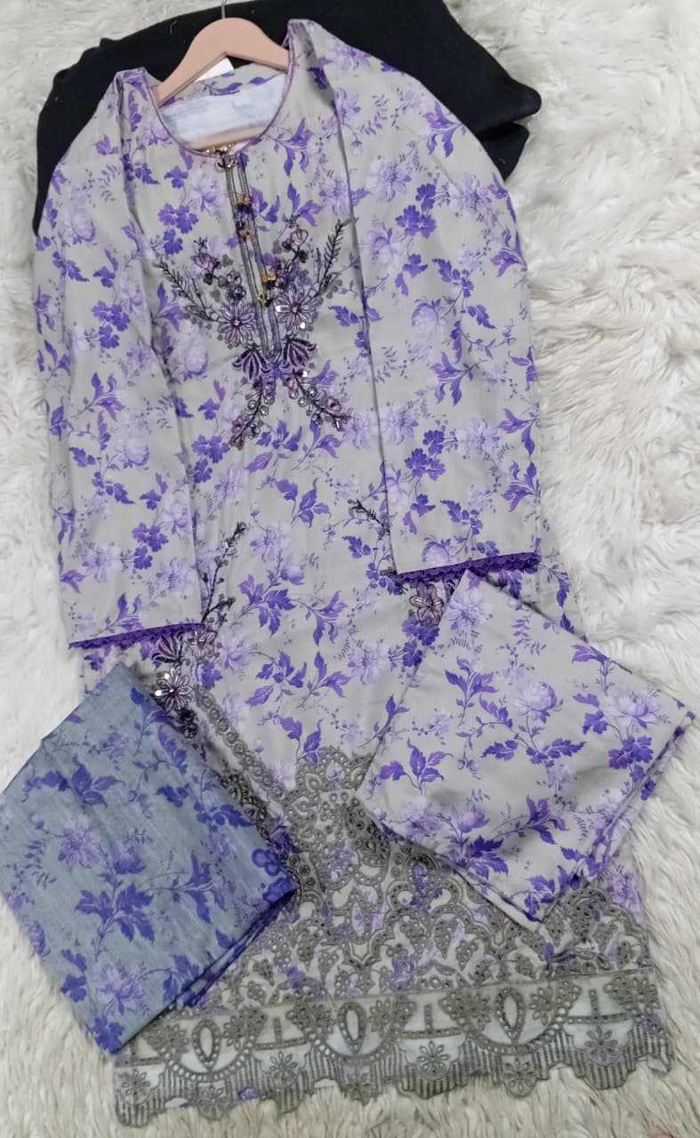 3 PIECE - EMBROIDERED LAWN SUIT